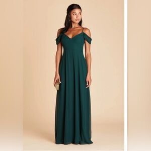 NWT Birdy Grey Devin Chiffon Long Dress Emerald Medium